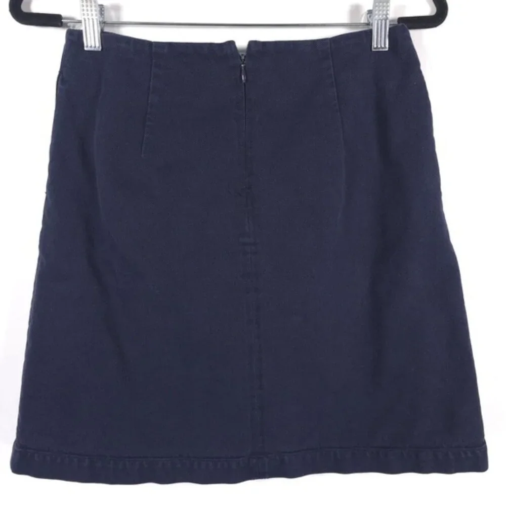 Boden Women’s Mini Skirt Navy Textured Cotton Back‎ Zip A-Line WG528 Size 6R